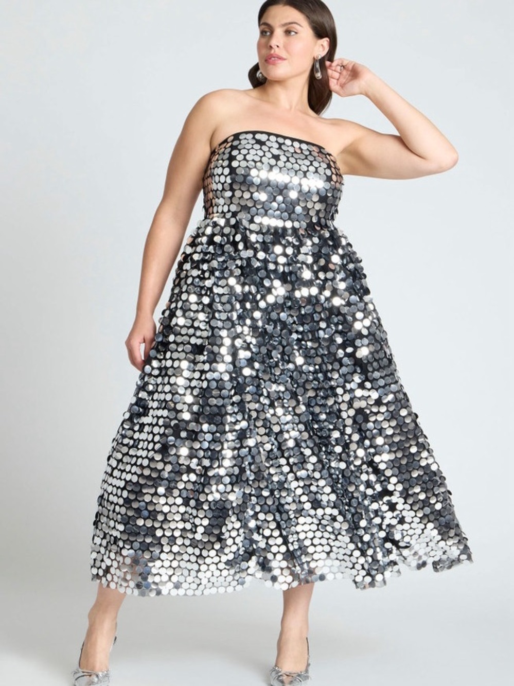 ELOQUII Paillette Dress with Big Skirt.